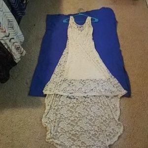 Cream lace hi-low Dress